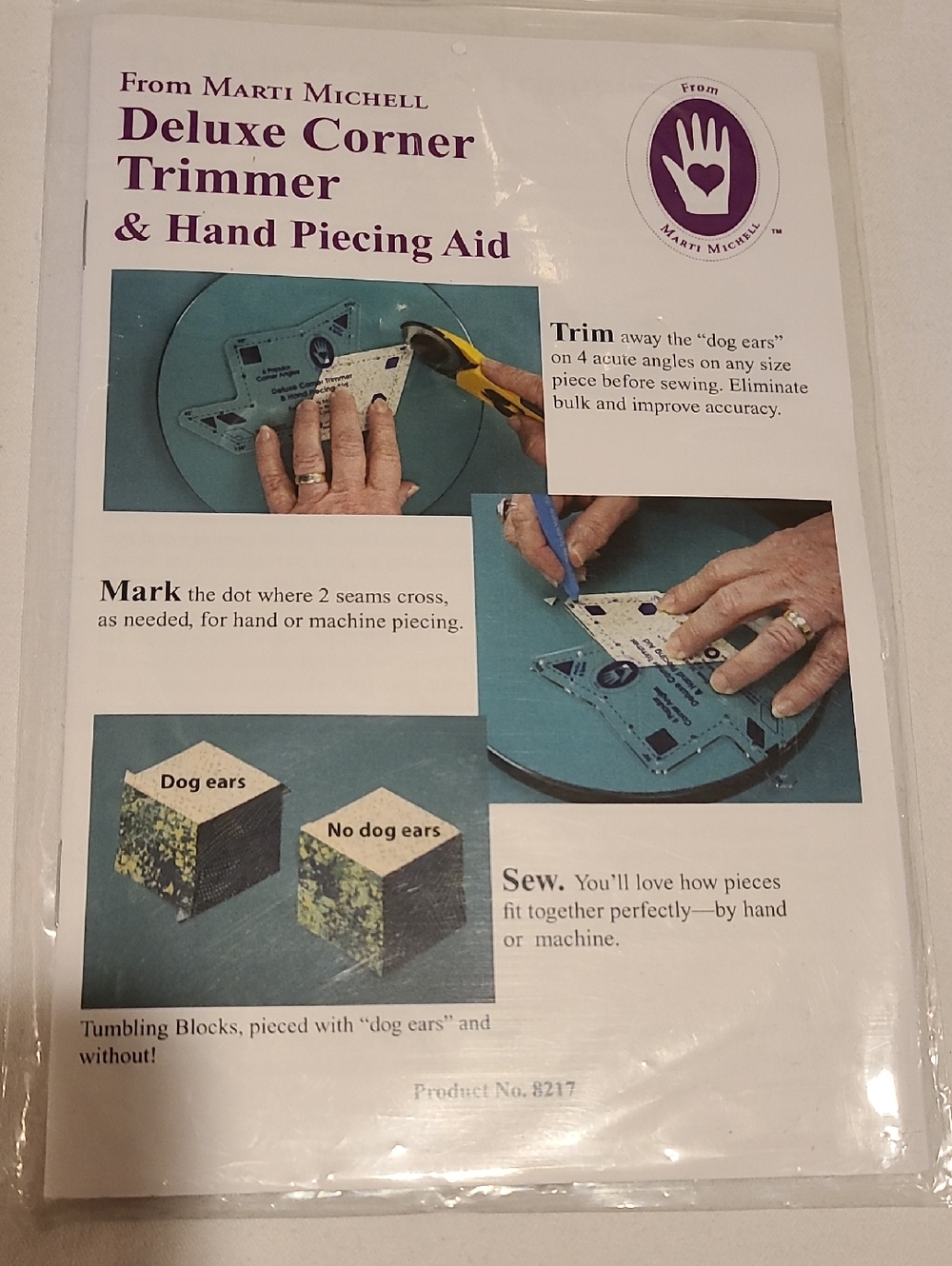 Template Quilting, Sewing Deluxe Corner Trimmer & Hand Piecing Aid 8217